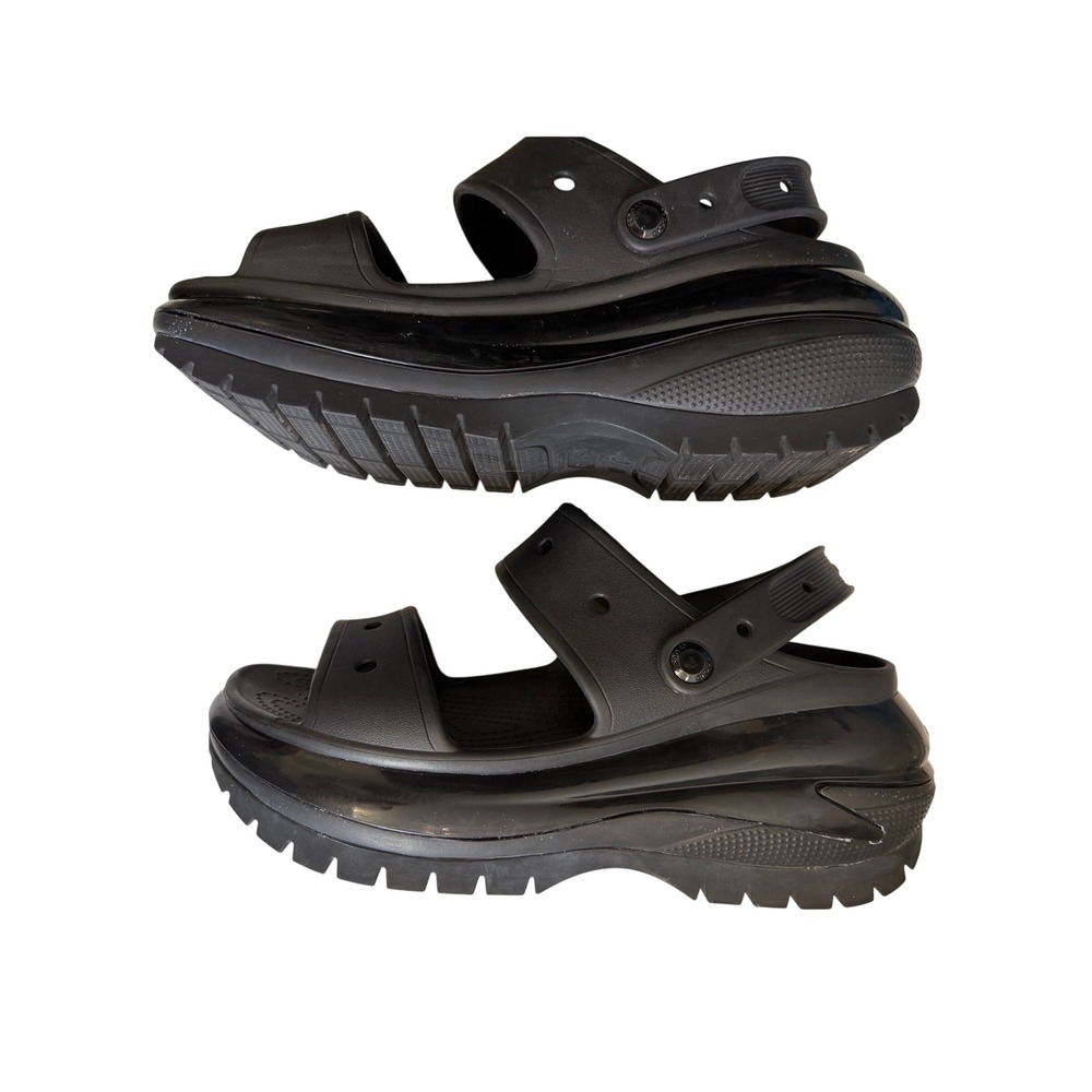 Crocs Mega Crush Sandal Mens 10 Womens 12 Black Platform Two Strap Chunky Gorp